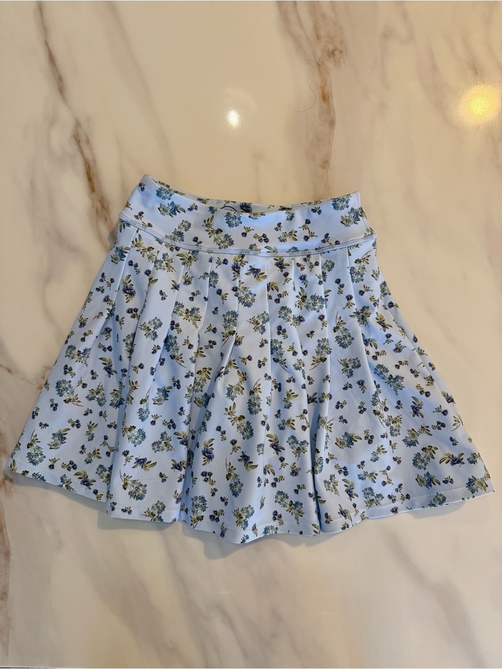 Sage Collective Ditsy Floral Pleated Golf Tennis Pickleball Skirt Skort XS Blue